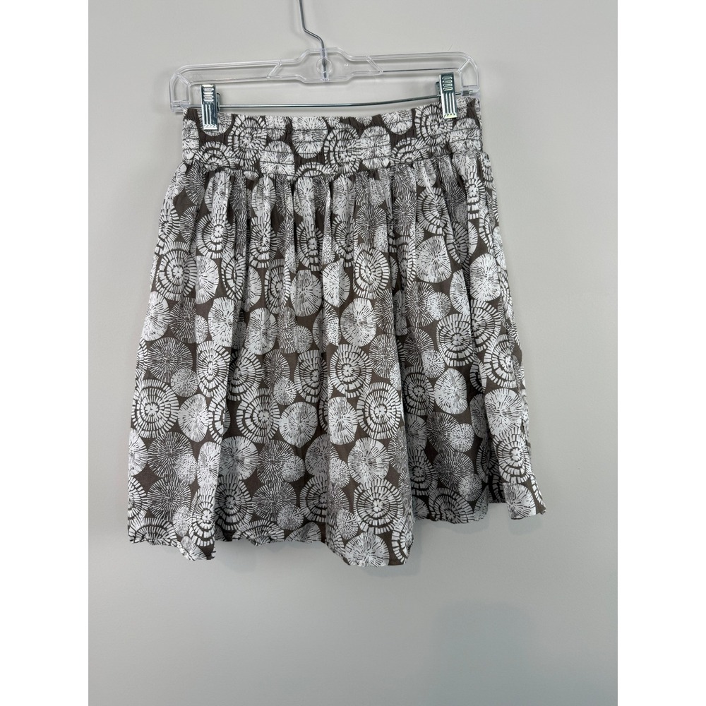Banana Republic Skirt Brown 0 Smocked Cotton Medallion Print Mini Boho